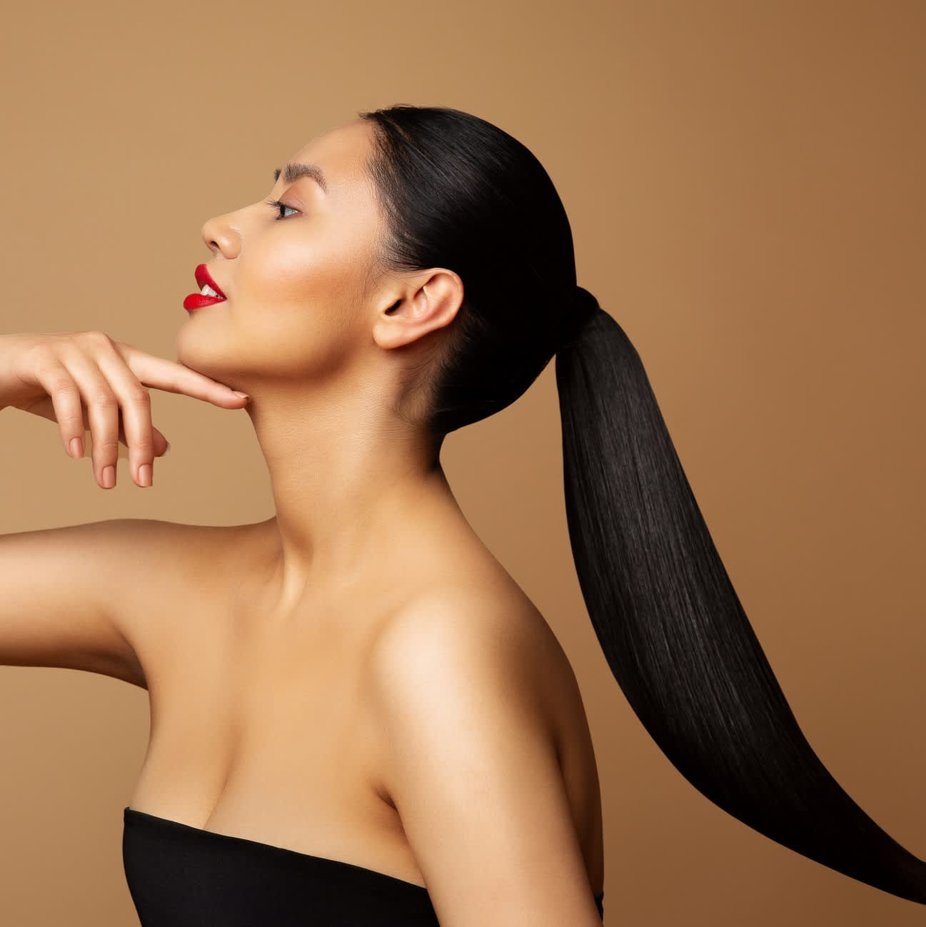 Straight, Slick Back Ponytail