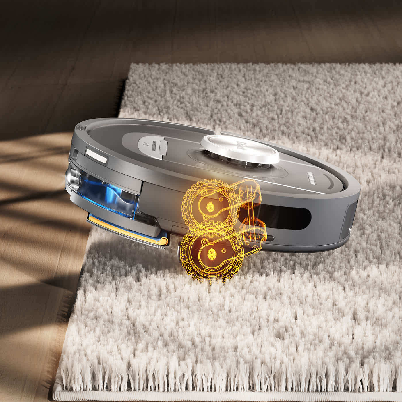 Lifts & lowers to avoid getting stuck