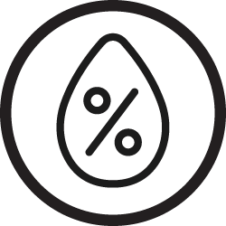 Droplet with the percentage sign inside of a circle