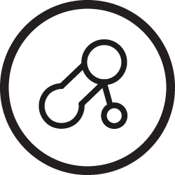 Three connected circles inside a larger circle